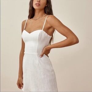 Reformation White 100% Linen Spaghetti Strap Mini Dress Size 4